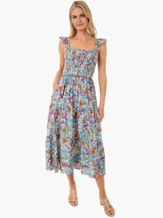 Roller Rabbit Dresses & Skirts - Anthropologie Roller Rabbit Dress Blomst Doe Silk Cotton Floral Shirred Sundress